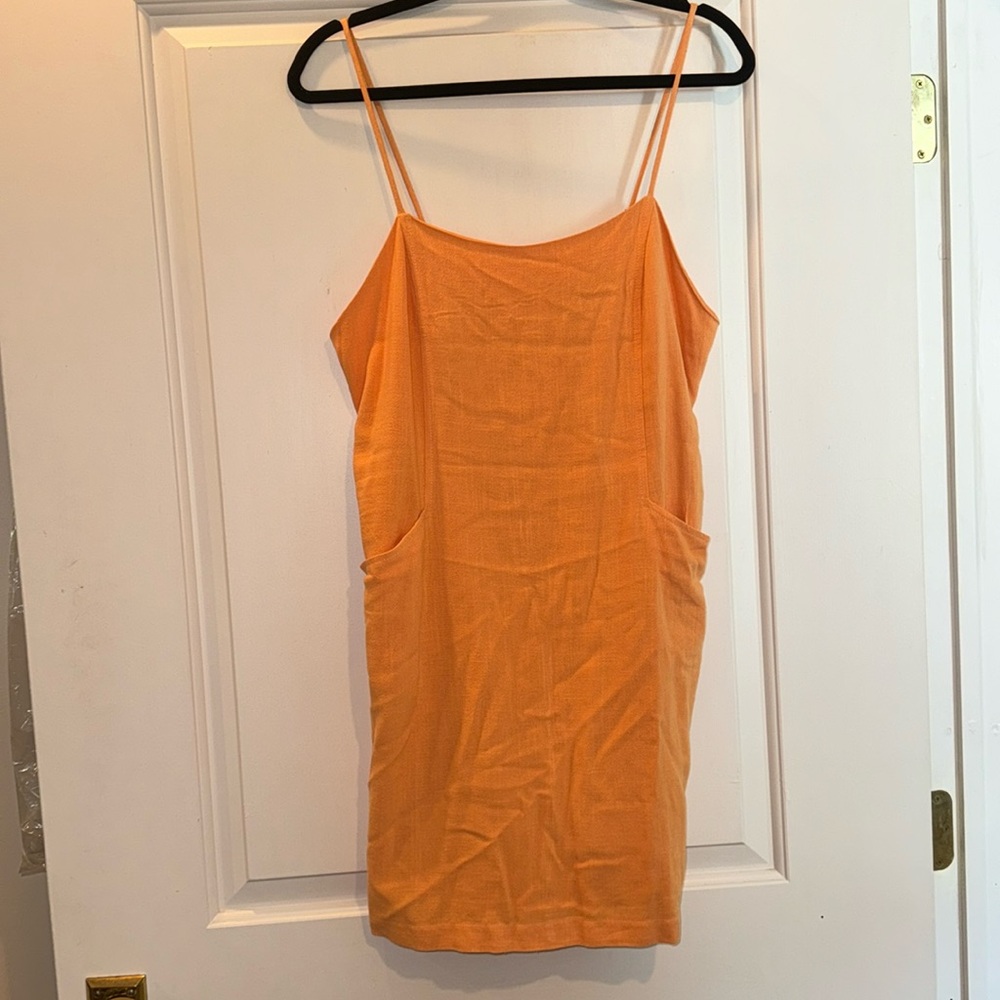 Orange linen mini dress